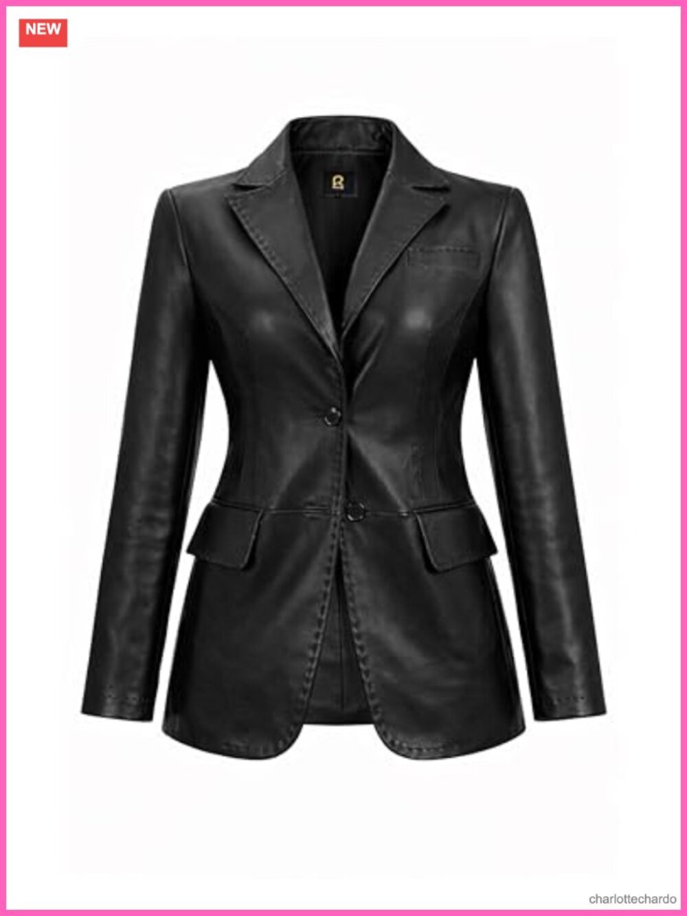 Genuine Leather Blazer Coat Tailored Notch Lapel Women's Outerwear